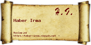 Haber Irma névjegykártya